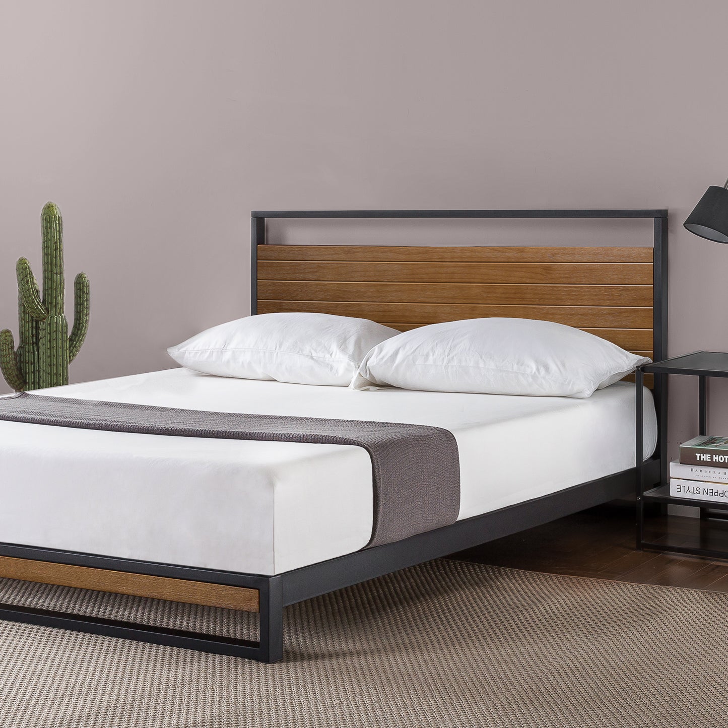 Zinus Suzanne Metal and Wood Platform Bedframe (7”)-Bedframes-Zinus Singapore