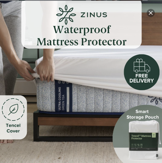Zinus Waterproof Mattress Protector Tencel Cover