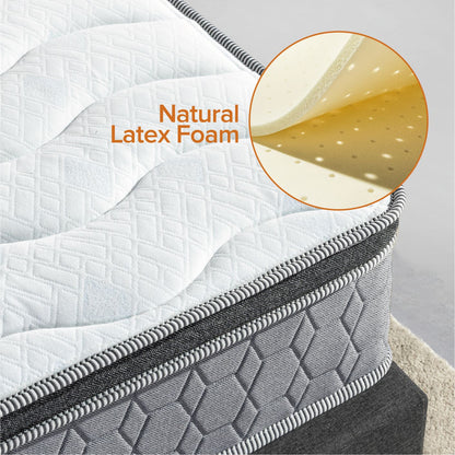 Zinus 25cm Euro Top Latex and Memory Foam Hybrid Spring Mattress (10”)