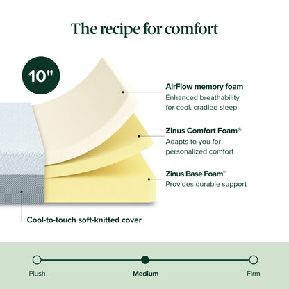 Zinus Mattress Cooling Cover Memory Foam 25cm