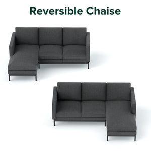 Zinus Logan 2 Seater with Chaise Sofa (L-Shaped Sofa) Dark Grey