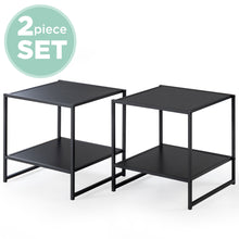 Load image into Gallery viewer, Zinus Square Side Table (2 PCs) Walnut/ Black
