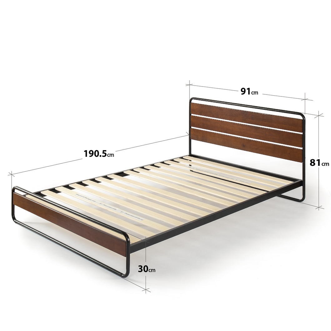 Zinus® Horizon Metal & Wooden Platform Bedframe-Bedframes-Zinus Singapore