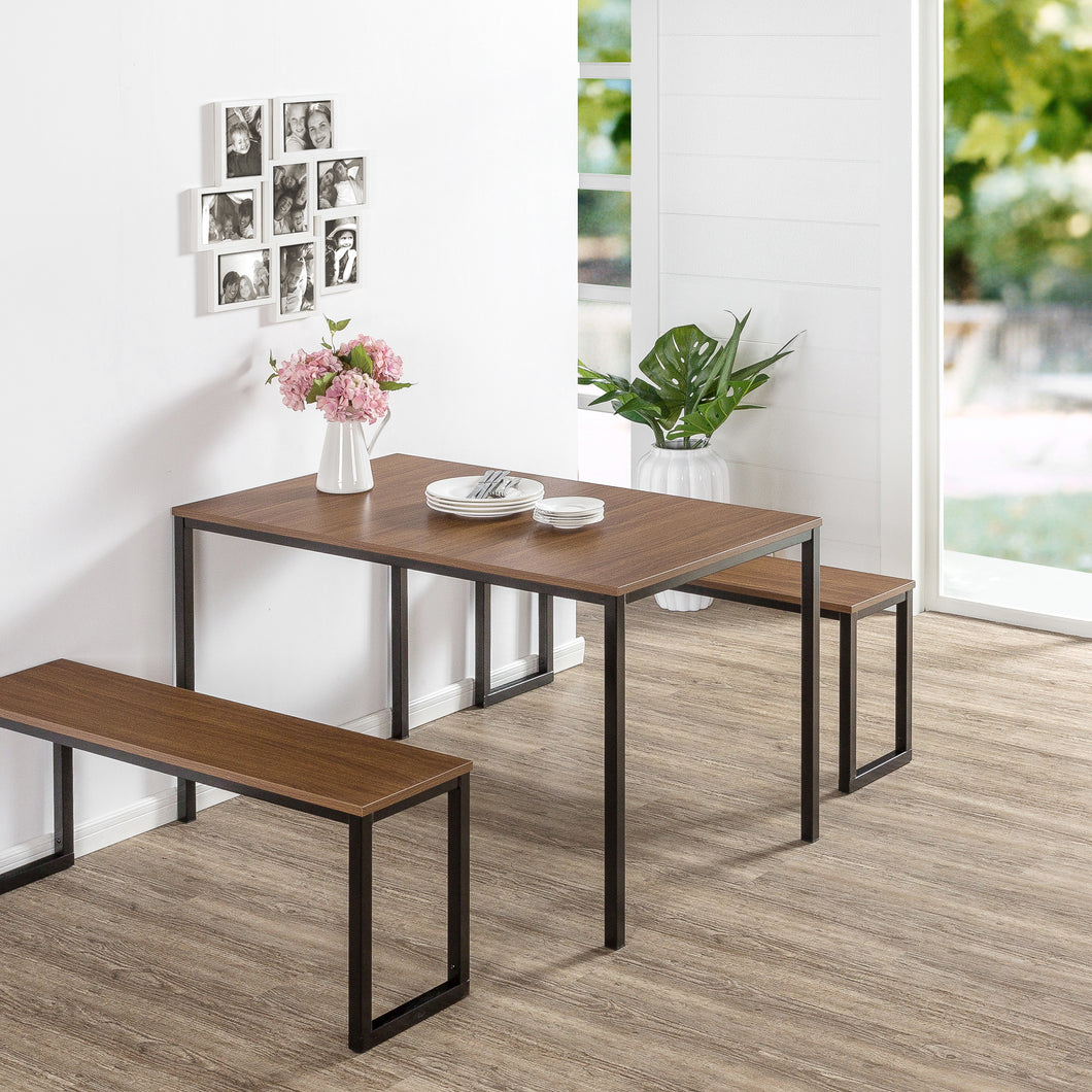 Zinus Modern Studio Collection Soho Dining Table with Two Benches/3 pi ...