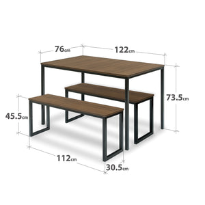 Zinus Modern Studio Collection Soho Dining Table with Two Benches/3 piece set - ORIGNAL-Table-Zinus Singapore