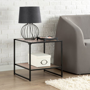 Zinus Square Side Table (2 PCs) Walnut/ Black