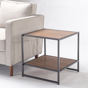 Zinus Square Side Table (2 PCs) Walnut/ Black