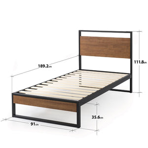 Zinus Suzanne Metal and Wood Platform Bedframe (14”)