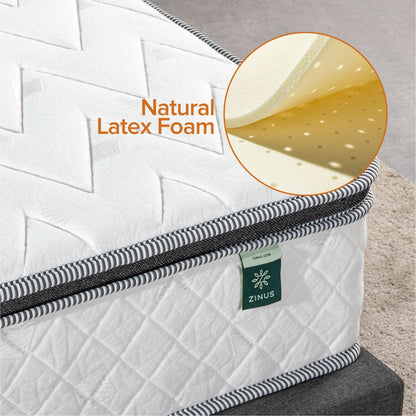 Zinus 25cm Euro Top Latex Hybrid Spring Mattress (10")-Mattress-Zinus Singapore