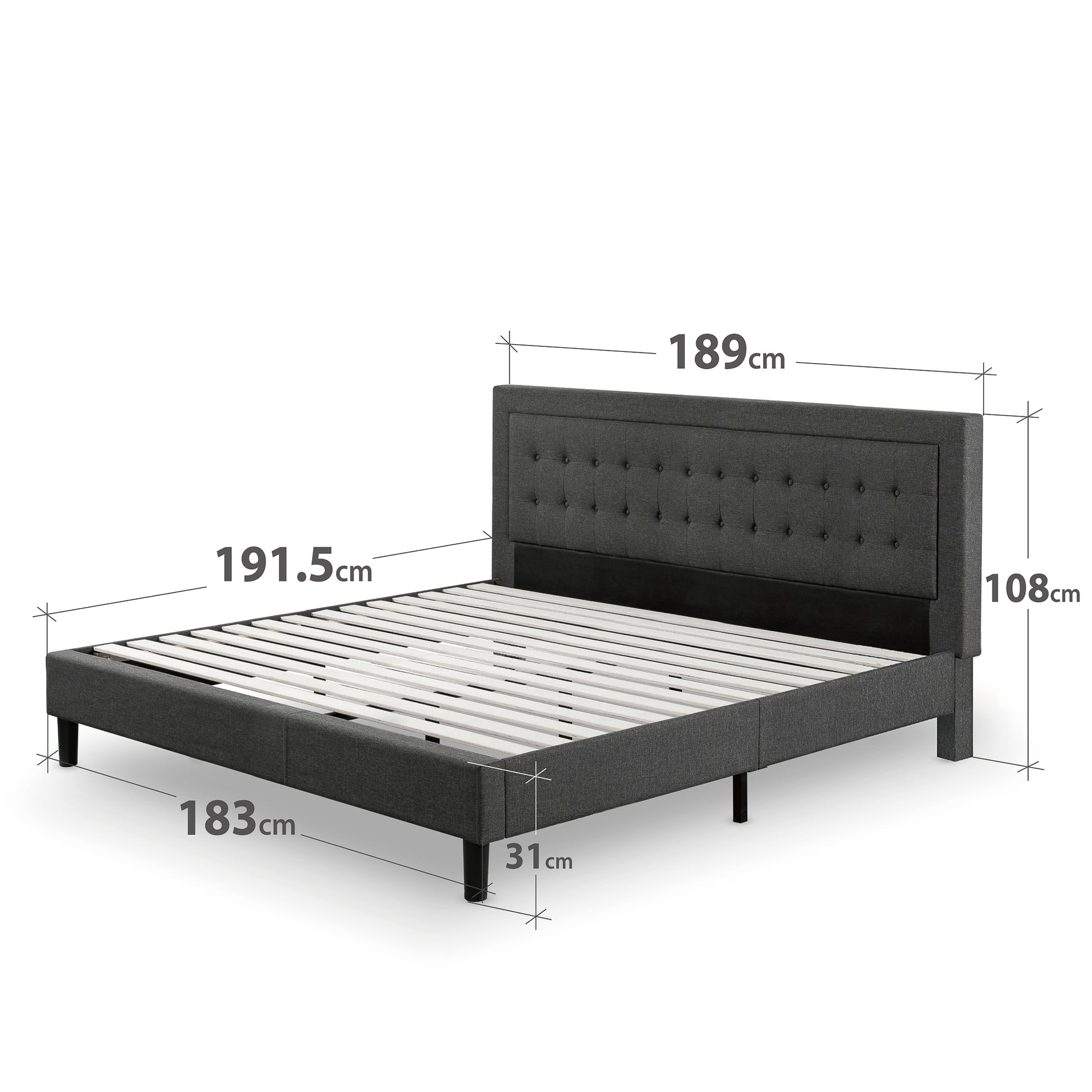 Zinus Dachelle Upholstered Platform Bed Frame-Bedframes-Zinus Singapore