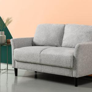 Zinus Jackie Classic Upholstered Love Seat (Soft Grey Weave) (2 Seaters)-sofa-Zinus Singapore