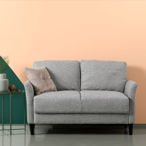Zinus Jackie Classic Upholstered Love Seat (Soft Grey Weave) (2 Seaters)-sofa-Zinus Singapore