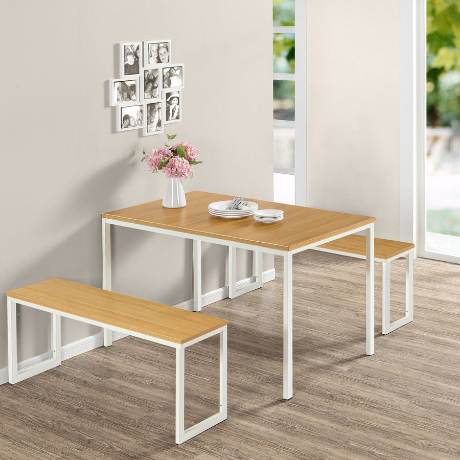 Zinus Modern Studio Collection Soho Dining Table with Two Benches/3 pi