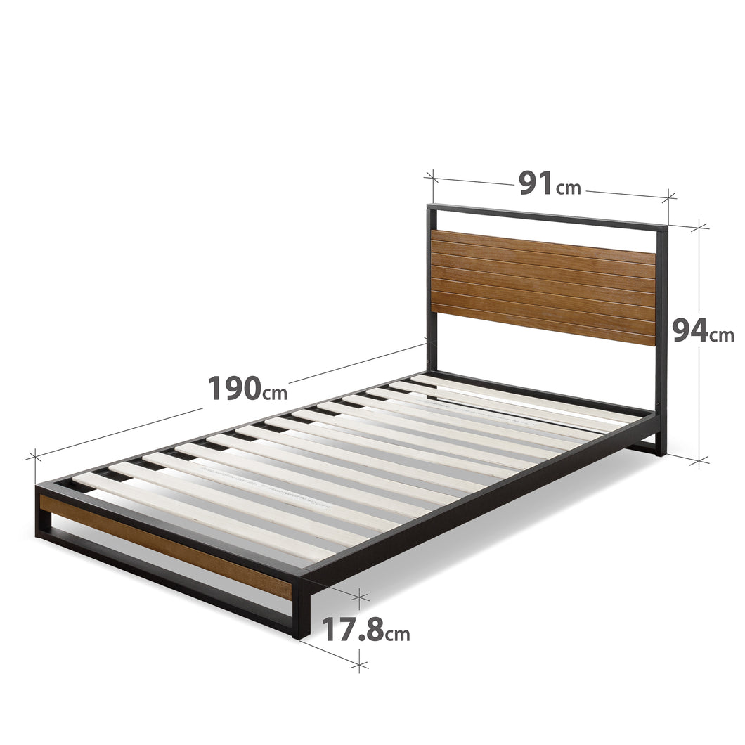 Zinus Suzanne Metal and Wood Platform Bedframe (7”)-Bedframes-Zinus Singapore
