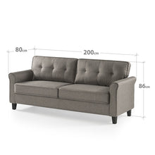 Load image into Gallery viewer, Zinus Sayan Traditional Fabric Upholstered Sofa Grey 3 Seater
