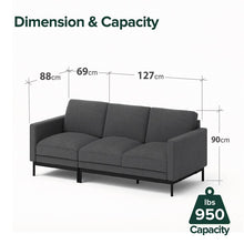 Load image into Gallery viewer, Zinus Logan 3 Seater Sofa Dark Grey
