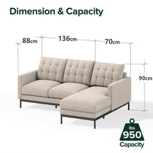 Load image into Gallery viewer, Zinus Thompson 2 Seater with Chaise Sofa (L-Shaped) Beige
